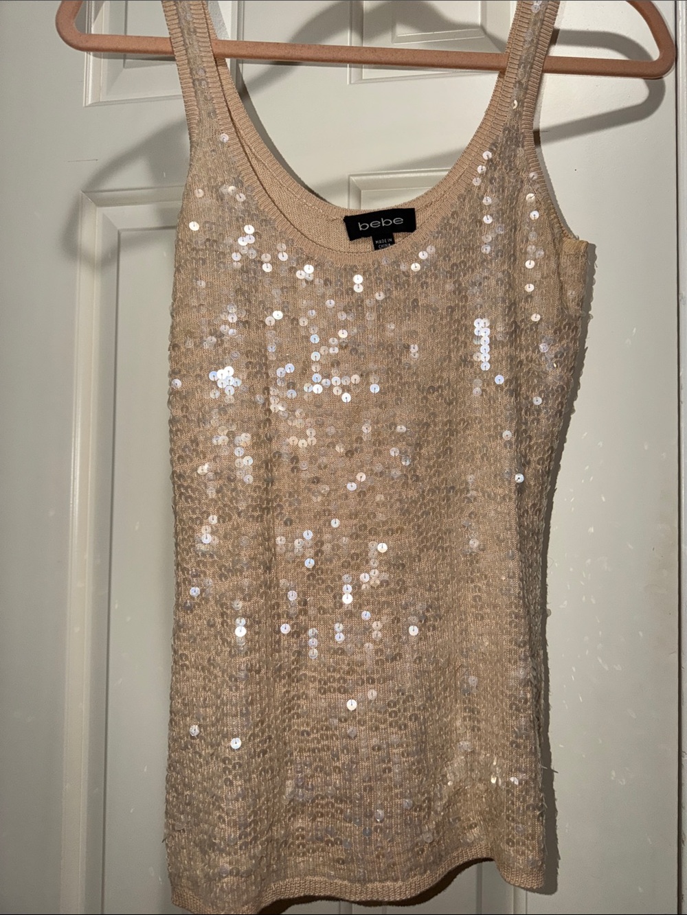bebe Champagne Sequin Mini Tank